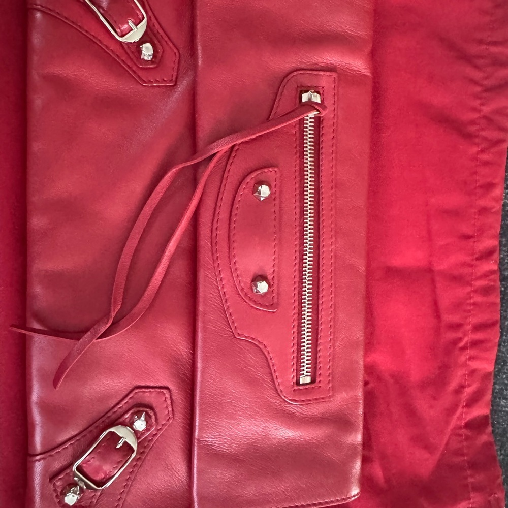 Balenciaga Red Leather Wristlet